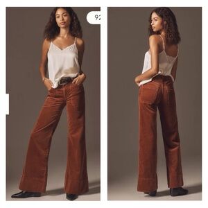 Pilcro Rylan High Rise Flare Rust Corduroy Trousers Pants size 24